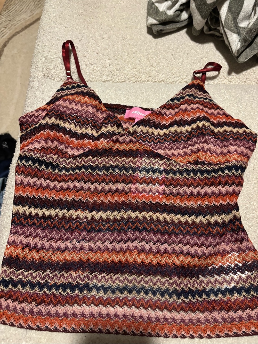 Edikted Pink Multi-Stripe Knit Cami
